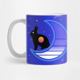 Synthwave Rabbit in the Moon (transparent) Mug